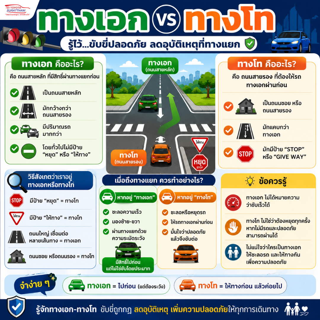 ทางเอก-ทางโท ต่างกันอย่างไร? รู้ไว้...ช่วยให้ขับขี่ปลอดภัยมากขึ้น